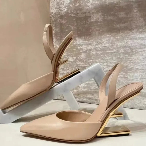 Elegant Summer Slingback Heels for Women - Chic Solid Color Pointed Toe Pumps with Rear Strap Design, Perfect for Casual Occasions and Fashion-forward Styles